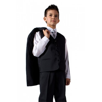 HP3 Jaspar Black 3 Piece Pinstripe Suit 1yr -13 yr BUY OR HIRE from just £10.99