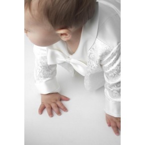 BOYS HP1 PAISLEY CHRISTENING ROMPER IN IVORY BUY OR HIRE from just £10.99